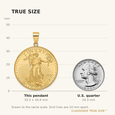 Wideband Distinguished Coin Jewelry 14K Polished Mounted 1oz American Eagle Prong Coin Bezel Pendant
