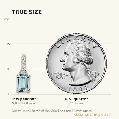 14K White Gold Aquamarine and Diamond Pendant, 15.9 x 5.5mm