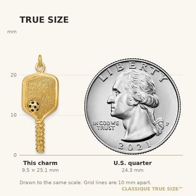 Sterling Silver Gold-tone and Enamel Pickleball Charm