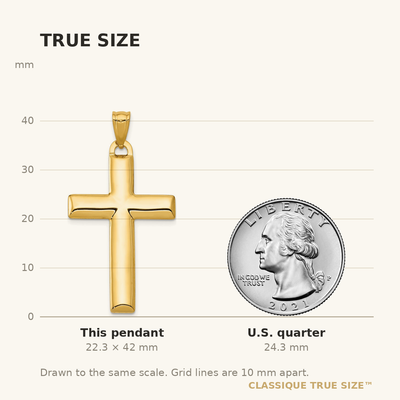 14K W/Rhodium Reversible Yellow/White Cross Pendant