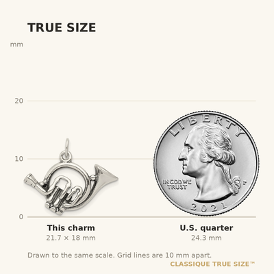 Sterling Silver Antiqued French Horn Charm