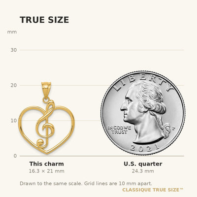 14K Treble Clef in Heart Charm