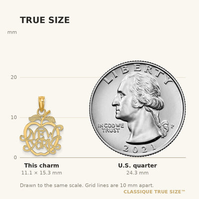 14K NEW YORK in Apple Cut-out Charm