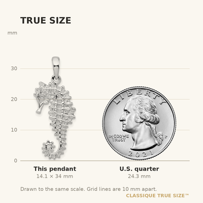 De-Ani Sterling Silver Rhodium-Plated Polished 3D Sea Horse Pendant