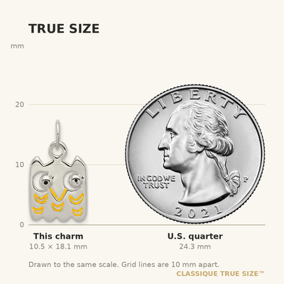 Sterling Silver Yellow Enameled Owl Charm