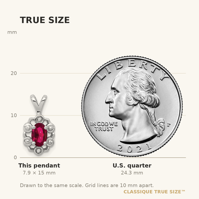 Sterling Silver Rhodium-plated Created Ruby & Diam. Pendant, 15 x 9mm