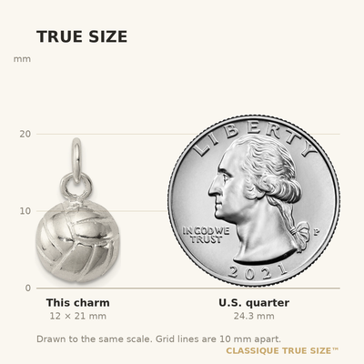 Sterling Silver Volleyball Charm, 21 x 11mm