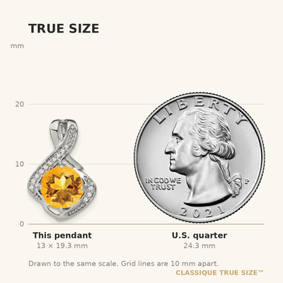 14K White Gold Citrine and Diamond Pendant, 19.3 x 13.2mm