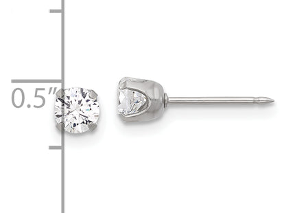 Inverness Stainless Steel CZ Post Earrings