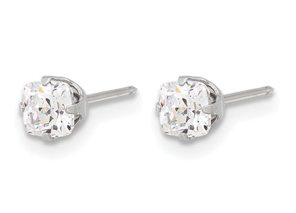 Inverness Stainless Steel Square CZ Post Earrings, 4 x 4mm