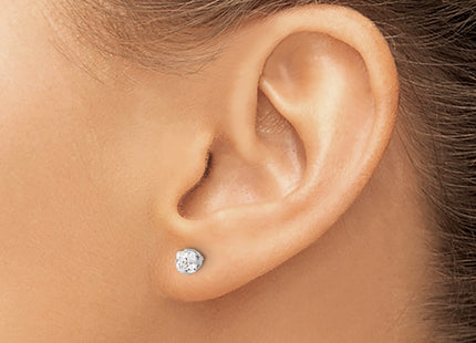 Inverness Stainless Steel Square CZ Post Earrings, 4 x 4mm