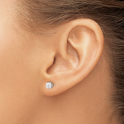 Inverness Stainless Steel Square CZ Post Earrings, 4 x 4mm