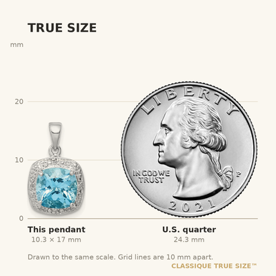 Sterling Silver Rhodium Light Swiss Blue Topaz Pendant, 17 x 11mm