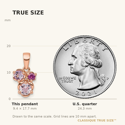 Sterling Silver Rose Gold-plated Polished Round Amethyst, Pink Quartz and Rhodolite Garnet Pendant