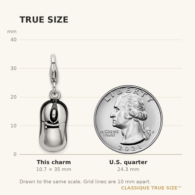 Amore La Vita Sterling Silver Rhodium-plated Polished 3-D Enameled Mouse Charm with Fancy Lobster Clasp