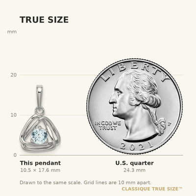 14K White Gold Aquamarine Triangle Pendant