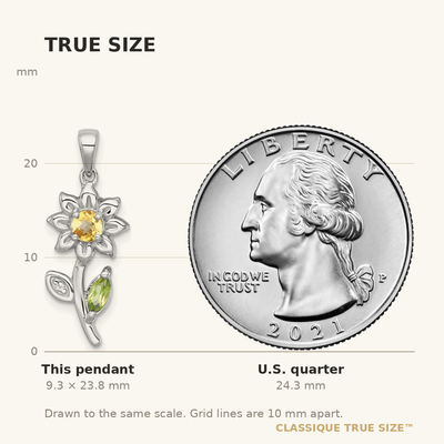 Sterling Silver Rhodium-plated Polished Citrine, Peridot and White Topaz Flower Pendant