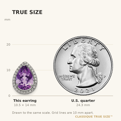 Sterling Silver Rhodium Polished Amethyst & CZ Post Earrings