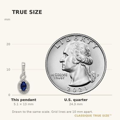 Sterling Silver Rhodium-plated Created Sapphire & Diam. Pendant, 13 x 7mm