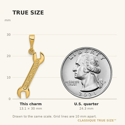 14K 3D Wrench Charm
