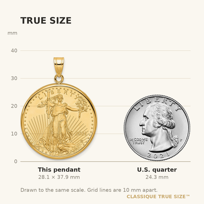Wideband Distinguished Coin Jewelry 14K Polished Mounted 1/2oz American Eagle Prong Coin Bezel Pendant