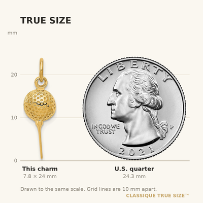 14K Golf Ball Charm, 24 x 8mm