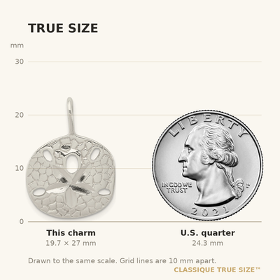 Sterling Silver Sand Dollar Charm, 27 x 19mm