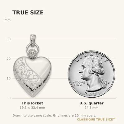 Sterling Silver Rhodium-plated Heart Dia. Accent D/C Satin Locket