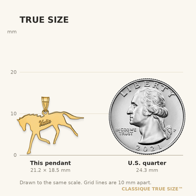 14K Yellow Gold Horse with Name Pendant