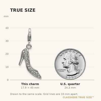 Amore La Vita Sterling Silver Rhodium-plated Polished 3-D Crystal High Heel Charm with Fancy Lobster Clasp