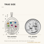 Sterling Silver/Rhod-plated 6 Birthstone with SS Bezel Family Pendant view 4