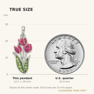 Sterling Silver Rhodium-plated Preciosa Crystal Tulips Pendant