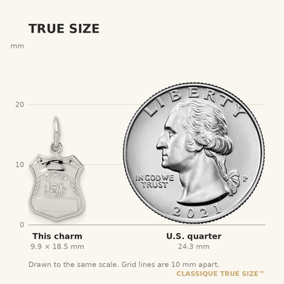14K White Gold Police Badge Charm