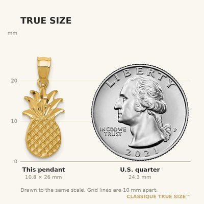 14K Brushed & Diamond-cut Pineapple Pendant