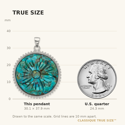 Sterling Silver Rhodium-plated Reconstituted Turquoise Flower Pendant