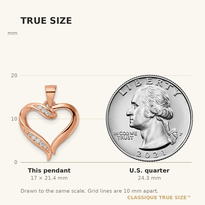 Sterling Silver Rose-tone CZ Open Heart Pendant