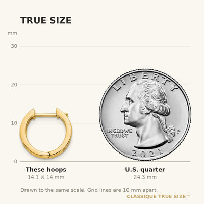 14K Round/Baguette Diamond Hinged Hoop Earrings