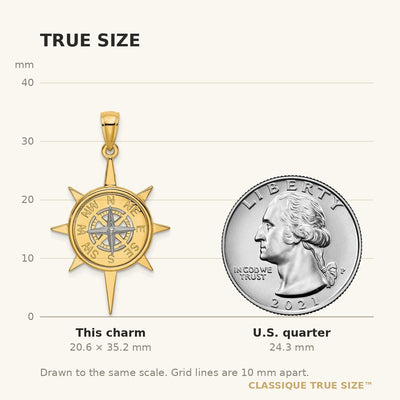14K Two-Tone Star w/ Nautical Compass Charm