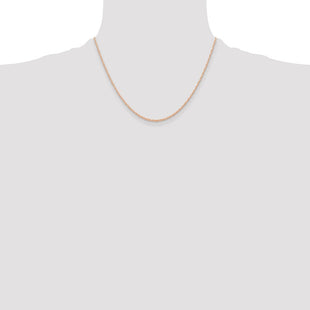 14K Rose Gold Carded . Cable Rope with Spring Ring Clasp Chain (Style 6RR-18)