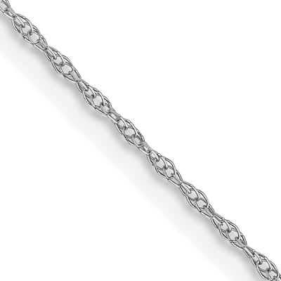 14K White Gold Carded . Cable Rope with Spring Ring Clasp Chain, 13 x 0.6mm