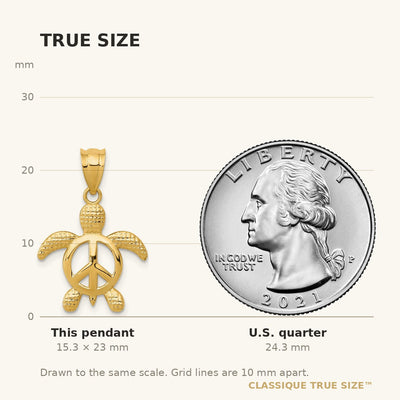 14K Peace Turtle Pendant