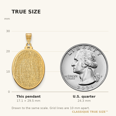 14K Yellow Gold Oval Fingerprint Pendant