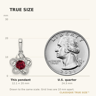 Sterling Silver Rhodium-plated Floral Created Ruby Pendant