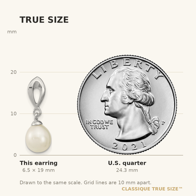 Sterling Silver Rhodium-plated White Rice Freshwater Cultured Pearl Post Dangle Earrings, 19 x 7 to 8mm