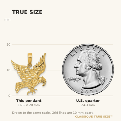 14K Eagle Pendant, 20 x 19mm