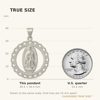 Sterling Silver Polished Religious Ruffled Circle Pendant