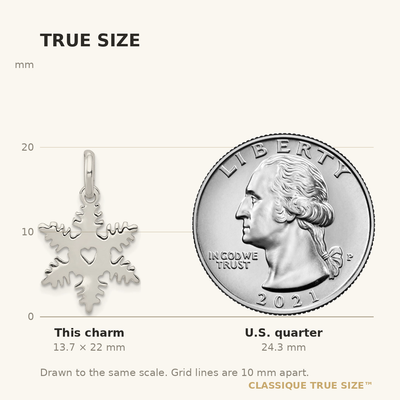 Sterling Silver Snowflake Charm, 22 x 15mm