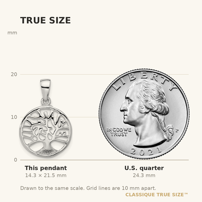 Sterling Silver Rhodium-plated Round Tree of Life Pendant