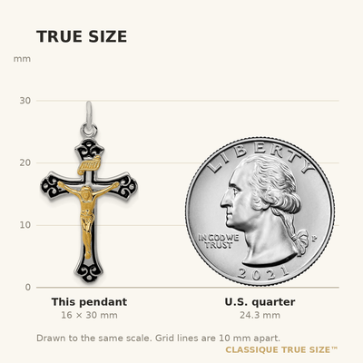 Sterling Silver Platinum-plated & Vermeil Crucifix Pendant