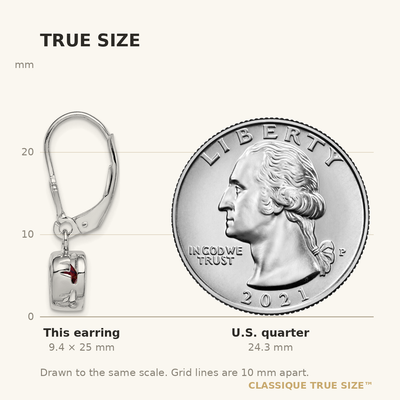 Sterling Silver Rhodium Plated Heart Garnet Leverback Earrings, 25 x 7mm